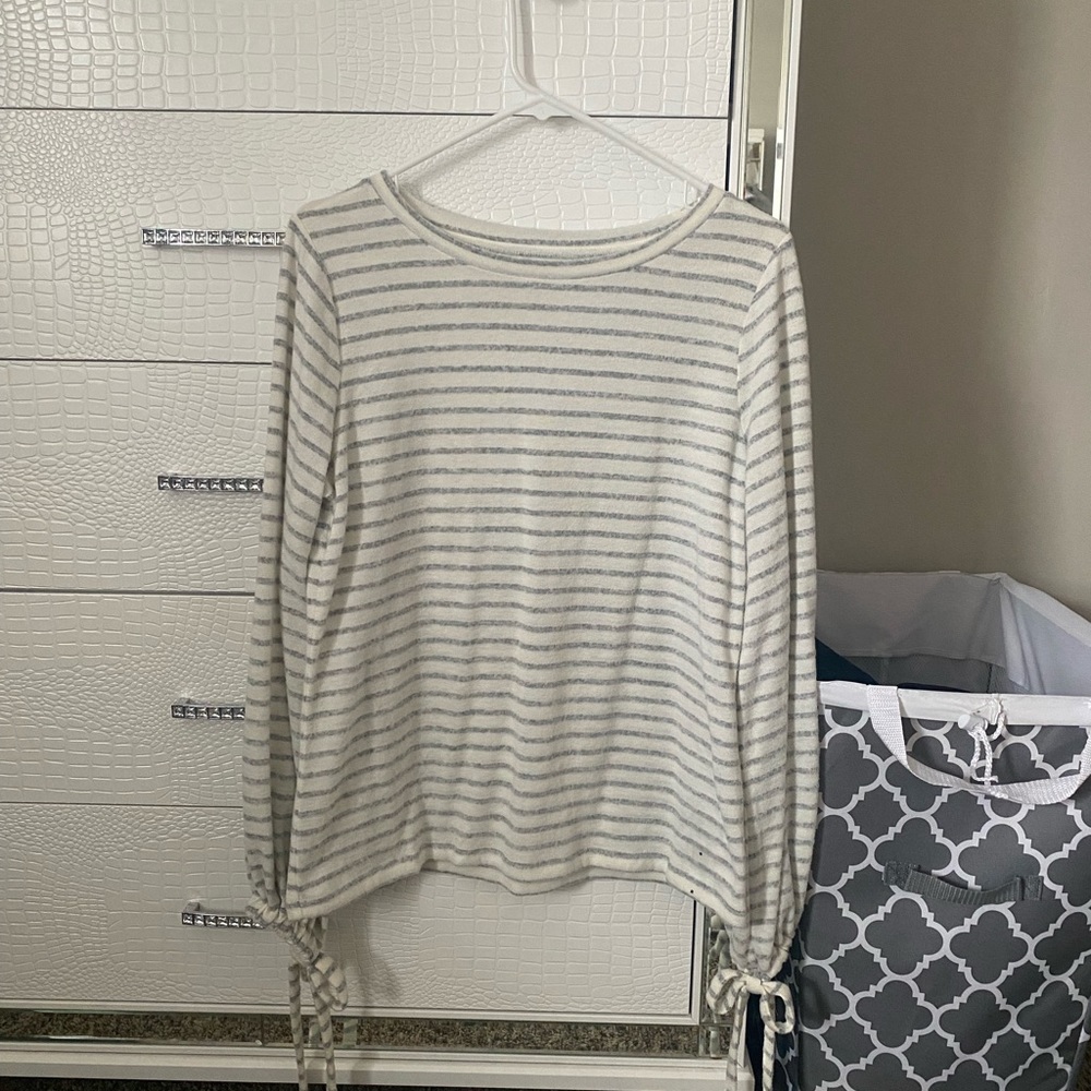 Off white and grey striped sweater